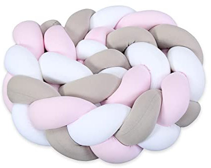babybay Baby Kuschelschlange (Made in EU) - Kuschelschnecke in vielen Farben und Größen, Nackenrolle, Kopfschutz für Wickeltisch (weiß/beige/rosé, 180cm)