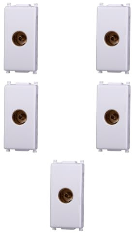 Confezione da 5 prese antenna TV, Moduli Bianchi, Compatibile Con Vimar Plana, antenna, ethernet, TV, antenna, USB, schuko, Per Placche originali e compatibili