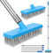 2 Pcs Yard Garden Patio Heavy Duty Brush,Stainless Steel Wire Broom, Deck Scrub Brushes with 63 Long 4 Detachable Pole,Stiff Metal Bristle Deck Scrub Brushes for Concrete Floor, Patio