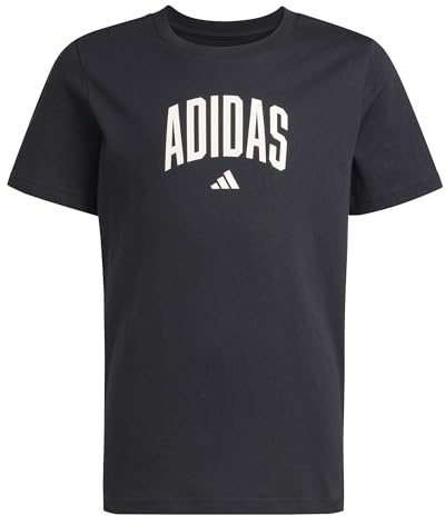 adidas Unisex Kids Collegiate Graphic T-Shirt JUNIOR, Black/Off White, 11-12 Years