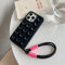 XCuihulle Custodia per iPhone 13 Pro, con cinturino, con cordino, in silicone, con ventosa, per iPhone 13 pro 6,1, colore: nero