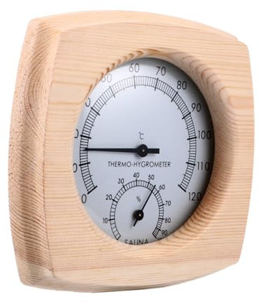 HEMOTON Thermometer Und Hygrometer Für Sauna Holzplatte Anzeige Feuchtigkeitsgehalt Temperatur Messgerät Saunaraum-zubehör