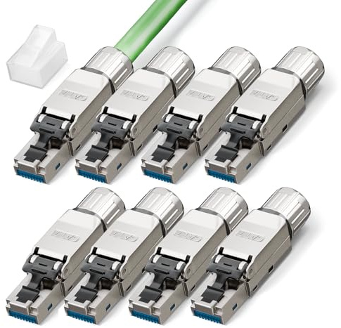 LEENUE Blindé Connecteur RJ45 Sans Outil Cat7, 10 Gbit/S 600 Mhz, Lot de 8 | Enrobé D'or Fiche RJ45 Sans Outils Pour Câble de Pose Cat 7 Cat6A, Compatible câbles de pose 22-24 AWG, RéUtilisable