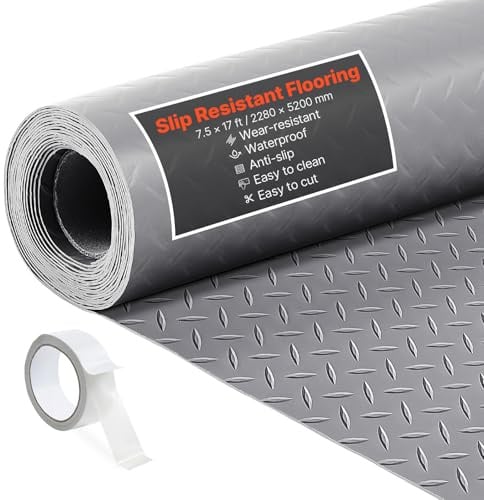 VEVOR Tappeto Rivestimento da Pavimento in PVC 2,28 x 5,2 m, Tappetino Protettivo per Pavimento Diamantato Spesso 2,2 mm con Nastro Biadesivo, Antiscivolo Facile da Pulire per Magazzini