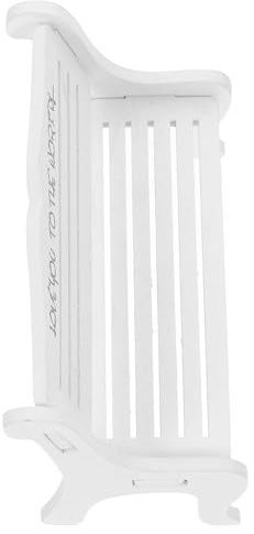 Miniatur Holzbank Klein für Puppenhaus Zubehör und Figuren | Weißes Holz, Vintage Optik, für Miniaturdeko und Szenen mit Statuetten