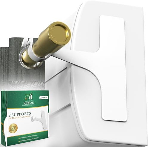 L'ATELIER DU RIDEAU❖ Support Tringle Rideaux sans percage | Polyvalent pour Coffre Volet Roulant-Dressing-Etagères-Séparation d’Espace | Adhésifs Ultra Puissants +10 kg par Support | Métal Robuste | SANS PERCAGE