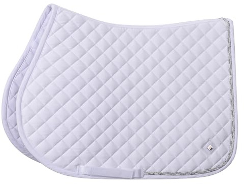 Imperial Riding IRH Basic Cotton VS Tapis de Selle Polyvalent, avec surpiqûre en Losanges, Passepoil pailleté et Logo en métal, Blanc, Poney