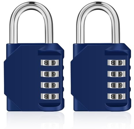 ZHEGE 4 Digit Combination Padlocks for Gym Lockers (Blue, 2P) (Pack of 6)