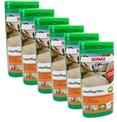 6 x Sonax 25 lingettes Entretien 04123000 cuir Boîte