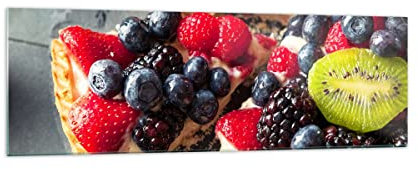 Panorama Bilder auf Glas 160x50cm Glasbild Kuchen Dessert Obst Erdbeere Groß XXL Wanddeko Bild im Glas Schlafzimmer Küche Wandbilder Dekoration Wohnzimmer Modern Wand Kunstdruck Art GAB160x50-2871