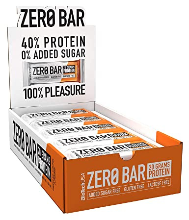 BioTechUSA Zero Bar Protein Snack - Low Sugar & Lactose-Free | Crispy Texture | Delicious Flavors | Ideal for Diets & Workouts, 20 * 50 g, Chocolate-Caramel