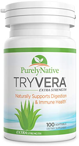 TRYVERA Aloe Vera Softgels 100 mg Per Serving (2 Softgels), 100 Count - Digestive & Immune Support