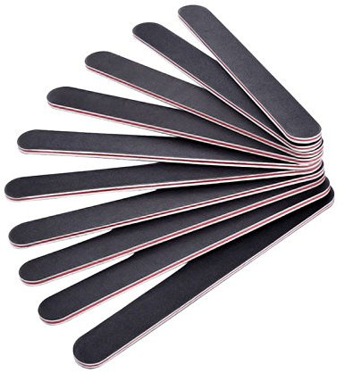 Benbilry - Lima professionale per unghie, 10 pezzi, lima zebrata, lima per unghie double-face, per pedicure, manicure, attrezzi, carta vetrata, colore: nero