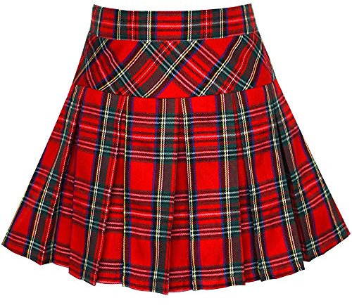 Sunny Fashion Filles Jupe Arrière École Uniforme Rouge Tartan Jupe 7-8 Ans,Rouge