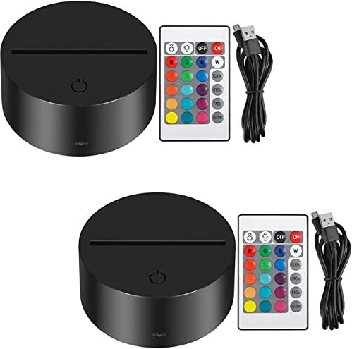 Thlevel 3D LED Nachtlicht mit Fernbedienung USB Kabel Illusion Lampe 16 Farben Dekoration Lichter Dimmbar für Schlafzimmer Kinderzimmer Wohnzimmer Bar Shop Café 2 Stück