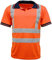 Inspire Me Hi Viz Striped Collar Polo Shirt | High Visibility With Reflective Tape for Safety Security Work (Orange, Medium)