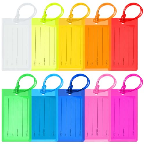 10 Pack Luggage Tags for Suitcases, Airplane Travel Essentials for Flying, International Travel Must Haves, and Luggage Accessories by Sodsay