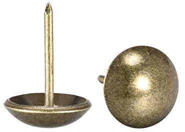 sourcing map Tapicería Clavos Tachuelas 14mm Diámetro 20mm Altura Antiguo Redondo Pulgar Empuje Pasadores Bronce Tono para Muebles Sofá Cabeceros, 50 Piezas