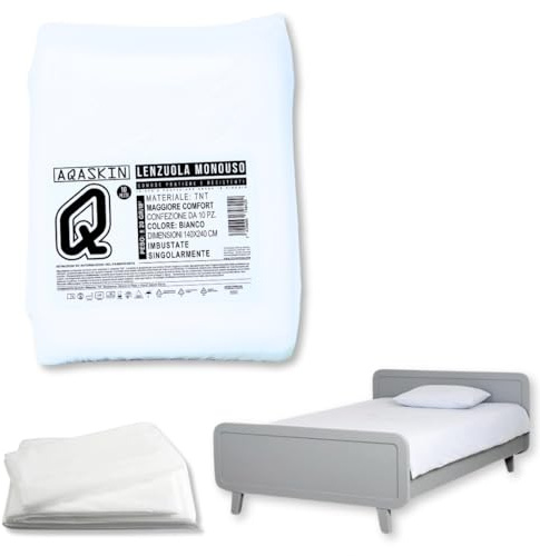TNT Einweg-Bettlaken 140 x 240 cm, Einzeln verpacktes Bettlaken, Einweg-Hygienelaken, Farbe Weiß - Menge 10 Stück. (Weiß, Menge 10 Stück)