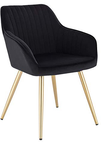 Lestarain Esszimmerstühle 1er Set, Küchenstühle Wohnzimmerstühle Sitzfläche Aus Samt Polsterstuhl Mit Armlehne Metallbeine Polstersessel Stuhl Für Esszimmer Wohnzimmer Küche Schwarz