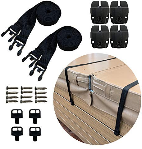 Happy Hot Tubs Hot Tub Cover Storm Straps PAIR Spa Safety Secure Fits Most Spas Locks Wind Locking