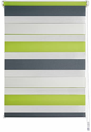 ondeco Doppelrollo Klemmfix Duo Rollo für Fenster ohne Bohren, Sonnenschutz Plisseerollo lichtdurchlässig und Blickdicht Green-Grau 140x160 cm