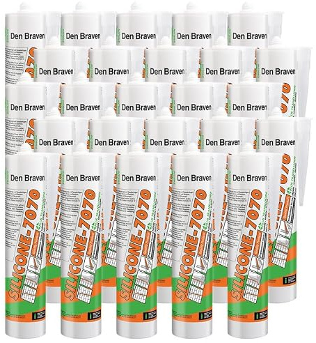 25x Mastic silicone neutre bâtiment 7070 Plus noir 300ml DEN BRAVEN