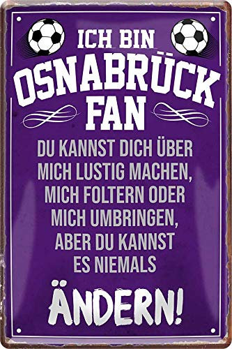 Blechschilder ICH BIN OSNABRÜCK Fan Metallschild für Fußball Begeisterte Dekoschild Geschenkidee 20x30 cm