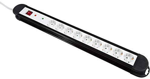 MC Power - Steckdosenleiste Mehrfachsteckdose Multi | KL-09 | 9-Fach, Steckerlesite Überspannungsschutz + Schalter | Wandmontage möglich | 1,4m Zuleitung Schutzkontaktstecker