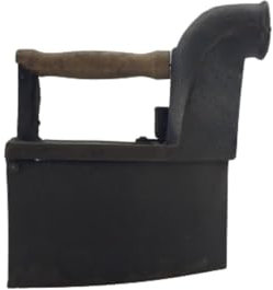 artigianatodaloise Plancha de hierro fundido, reproducción con mango de madera de brrace, chimenea decorativa, 18 x 11 x 22 cm