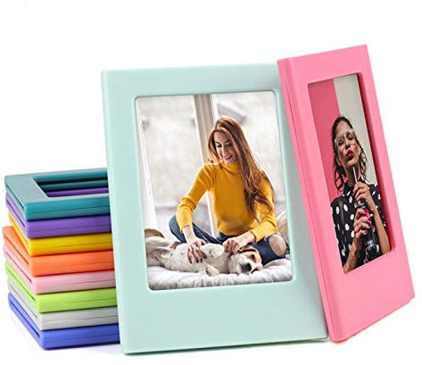 Plyisty Magnetische Bilderrahmen, Kühlschrankmagnet Kunststoff-Fotorahmen, für Polaroid 3-Fotos, halten Sie Fotos von Wasser, Staub und Vergilbung fern(lila)