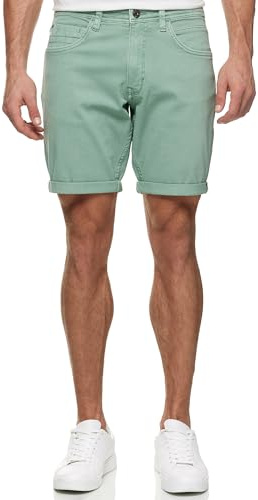 Indicode Herren Page Jeans Shorts mit 5 Taschen | Herrenshorts Used Look für Männer Granite Green, XXL