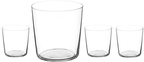 DIAMANTE Glass Crystal Tumbler Set - 'Slender Short' - Light & Thin-Walled Drinking Glasses - Ideal All Rounders, Iced Coffee, Cocktails, Water, Soft Drinks - Set of 4