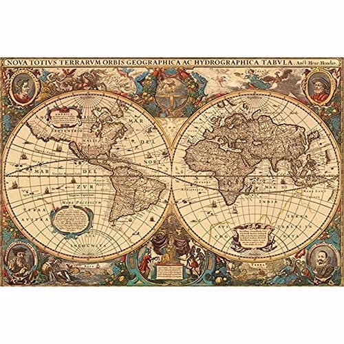 Yingxin34 Puzzle 1500 Teile Erwachsene Puzzle Holz Antike Weltkarte für Kinder-35x23 Zoll (87 x 57cm)