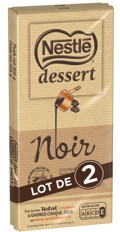 Nestlé Dessert - Chocolat Noir - Tablette de 205 g - Lot de 2