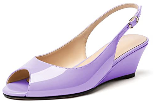 Elashe Damen Pumps Keilabsatz Slingback Elegante Abendschuhe Helles Lila EU35