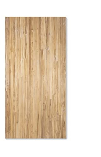 BioMaderas Plateau de table en teck massif de 40 mm d'épaisseur / plan de travail / plateau de construction / étagère / découpe / FSC® 100 % dentelé