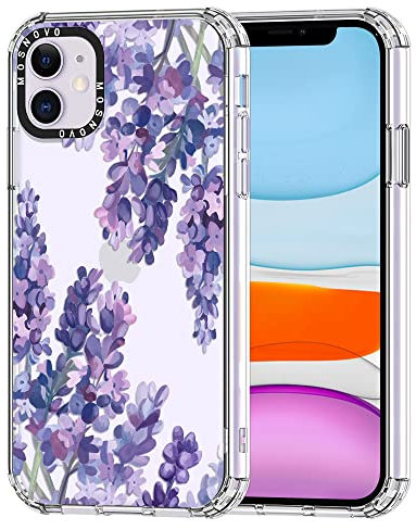 MOSNOVO für iPhone 11 Hülle – Durchsichtige, schlanke, stoßfeste TPU+PC-Handyhülle, [6,6 Fuß Fallschutz/Anti-Abziehen] - Lavendel