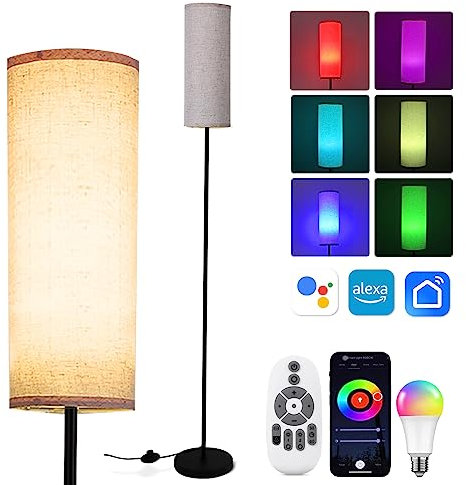 Litake Stehlampe Wohnzimmer,RGBCW Leselampe LED Dimmbar Steuerung Stufenlos 800lm mit Fernbedienung & APP Standleuchte Modern mit DIY und Music Modus Kompatibel mit Alexa & Google Home 2500K-9000K