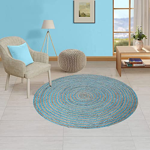 CASAVANI Runder Jute-Teppich, Naturfaser, Jute-Kollektion, handgefertigte Teppiche, Jute-Teppiche für Küche, Wohnzimmer, Fußmatte, Schlafzimmer, Balkon, Tisch 300 x 300 cm (10 x 10 Fuß im Quadrat)