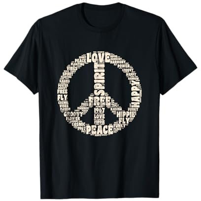 Peace Symbol Love Hippie Kostüm 60er 70er Peace Zeichen T-Shirt
