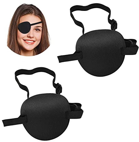 DINGFENG Piraten Augenklappe Einzelne Augenmaske Elastische, 2 StüCk Verstellbare Erwachsene Kinder Verwendet Augenmaske, Lazy elastische Augenmaske für Brille, Rollenspiele, Abschlussball