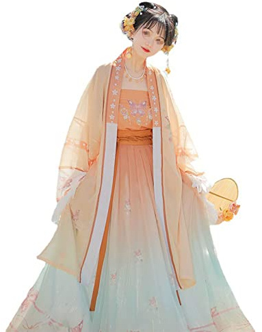 Traditionell flytande Hanfu Forntida kinesisk Dräkt Vuxen Cosplay Han Fu Dräkt Performance Klänning (Color : A, Size : M=Bust 100cm)