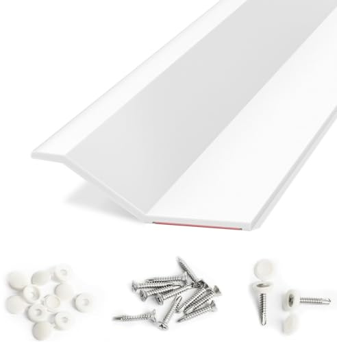 Elvone Garage Door Seal Top and Sides with Nails, 20 FT, White | Garage door insulation weather stripping, universal fit, includes nails and lids, TPE weatherproofing trim for garage doors