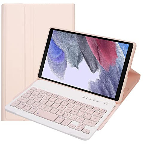 HLTOOP Custodia con Tastiera per Samsung Galaxy Tab A7 Lite 8.7 2021 (SM-T220/T225), Tastiera Wireless Rimovibile Retroilluminata A 7 Colori per Galaxy Tab A7 Lite 8.7 Pollici Versione 2021,Rosa