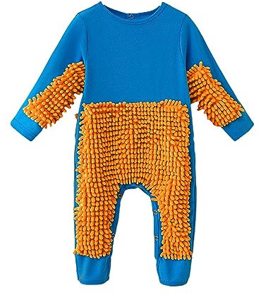 Jlywjx Baby Girls Boys Long Sleeved Crawl Jumpsuit Newborn Bag Hand Bag Feet Soiled Mop Suit for 0 to 24 Years Original 6 (Blue, 6-12 Months)