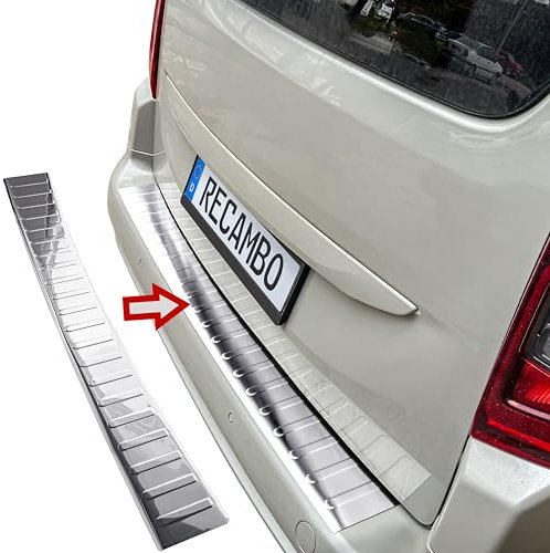 RECAMBO | Protector de Parachoques Trasero | Compatible con Combo E | a Partir de 2018 | Acero Inoxidable Cromado | Protección Borde de Carga