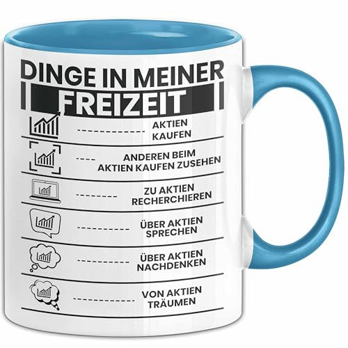 Aktien Tasse Geschenk Investor ETF Geschenkidee Hobbyinvestor Kleinanleger Kaffee-Becher (Blau)