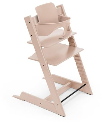 Stokke Tripp Trapp Hochstuhl, Serene Pink - Inklusive Stuhl + Baby Set2 für Kinder von 6-36 Monaten - Verstellbar, ergonomisch & leicht zu reinigen