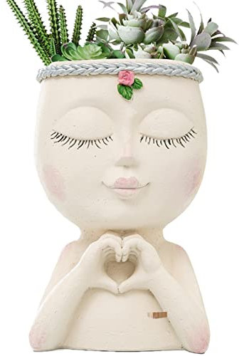 Pot de fleurs avec visage mignon pour femme, jardinière, pot de fleurs , pot de fleurs pour cactus, visage